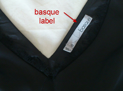 basque label black lady dress size 8